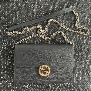 Gucci Black Crossbody Bag with Gold GG Hardware